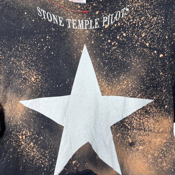 Reworked Stone Temple Pilots Band Cropped Graphic Tee Large Oversized Bleached - Picture 2 of 5